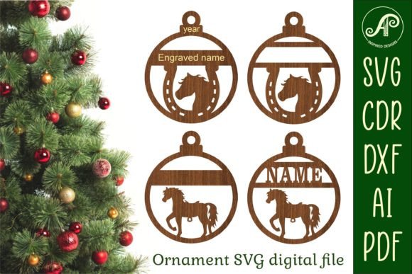 Download Horse Christmas Ornaments, 2 Designs SVG - Christmas ornaments Collection
