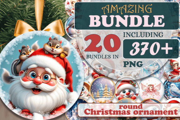 Download Round Christmas Ornaments Sublimation Bundle - Christmas ornaments Collection