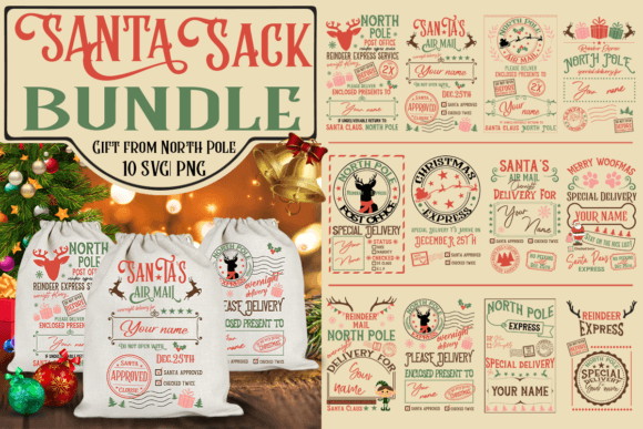 Download Christmas Santa Sack SVG Bundle - Santa sack svg bundle Collection