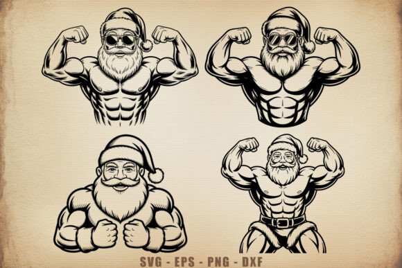 Download Christmas Gym Muscular Santa SVG Bundle - Santa svg Collection